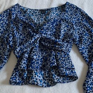 Express Blue Patterned Blouse